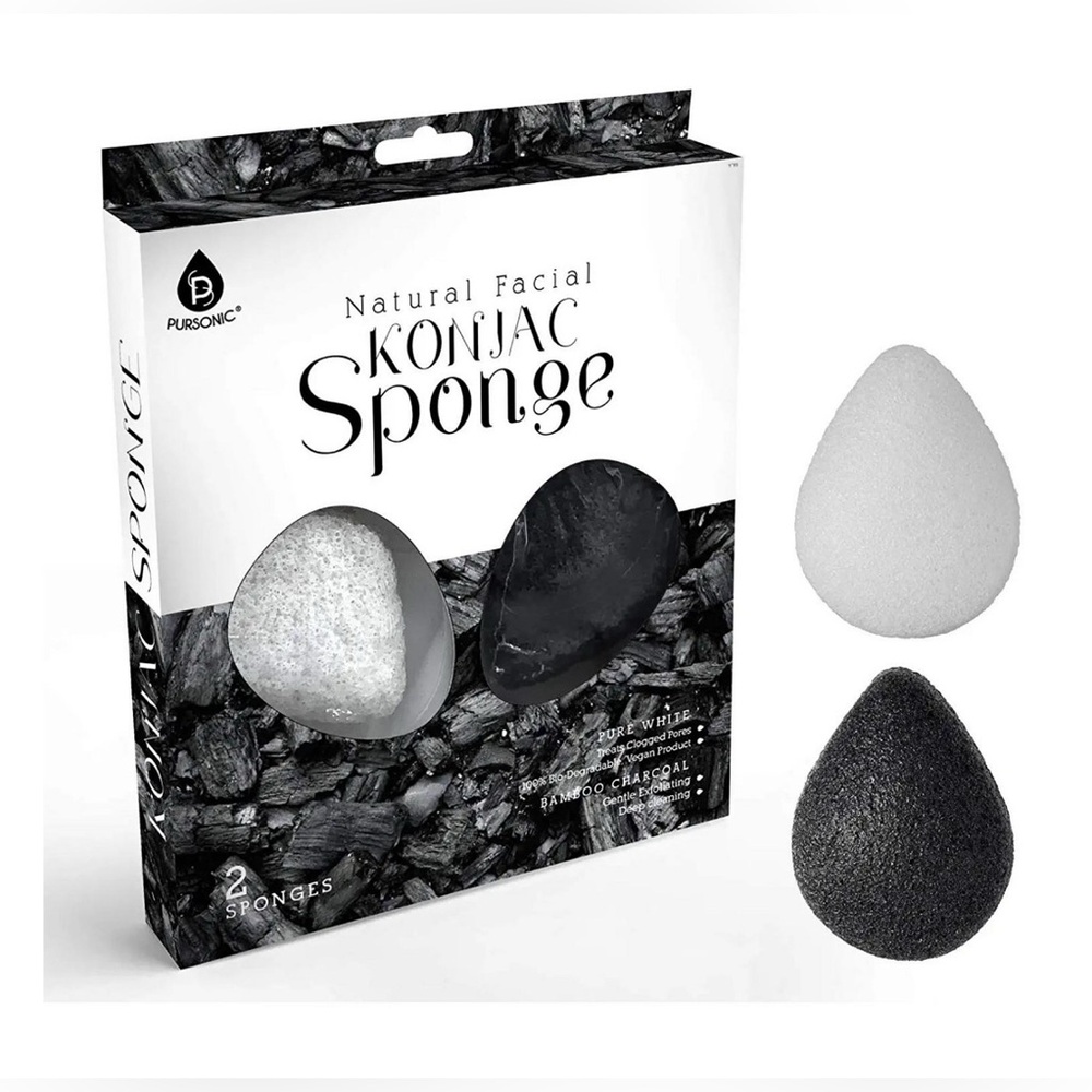🏷️‼️5/$25🏷️‼️🖤PURSONIC🖤Natural Facial Konjac Sponge Duo Set/NIB
